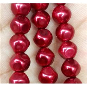 glass pearl bead, faceted round, approx 8mm dia, 52pcs per st