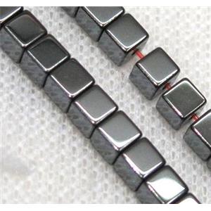 hematite beads, cube, black, approx 6x6mm