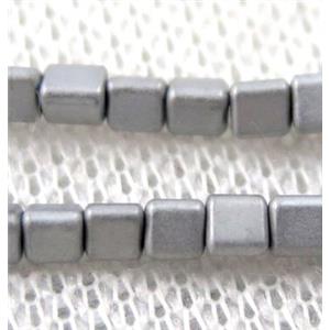 matte hematite beads, triangle, platinum plated, approx 3x3mm