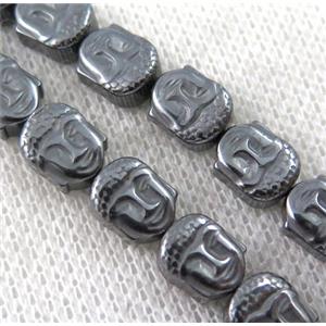black hematite buddha beads, approx 7-8mm, 48pcs per st