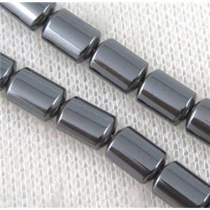 hematitebeads, flatbarrel, black, approx 6x9mm