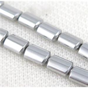 hematitebeads, flatbarrel, platinumplated, approx 6x9mm