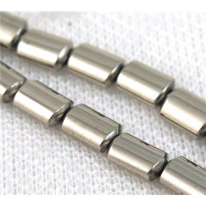 hematite beads, flat barrel, pyrite color, approx 6x9mm