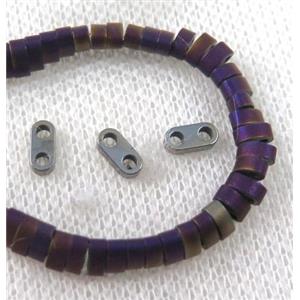 matte hematite beads, purple, approx 6x3x2mm