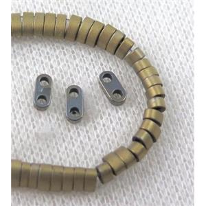 matte hematite beads, gold plated, approx 6x3x2mm