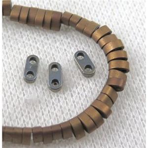 matte hematite beads, gold plated, approx 6x3x2mm