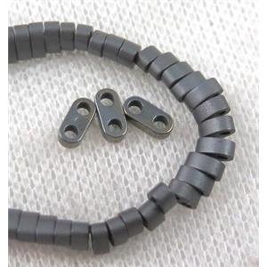 matte hematite beads, black, approx 6x3x2mm