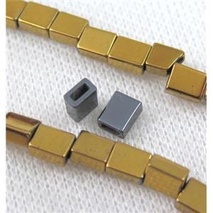 hematite beads, gold plated, approx 6x5x3mm