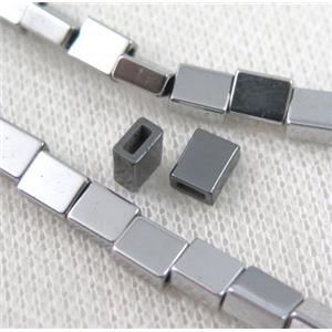 hematite beads, platinum plated, approx 6x5x3mm
