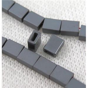 matte hematite beads, black, approx 6x5x3mm