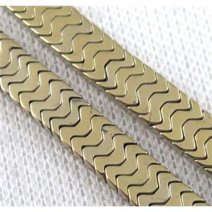 hematite beads, gold plated, approx 7x3mm