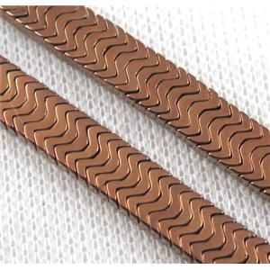 hematite beads, red copper, approx 7x3mm