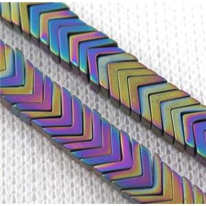 hematite beads, rainbow, approx 7x1mm