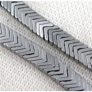 hematite beads, platinum plated, approx 7x1mm