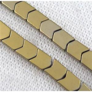 hematite beads, gold plated, approx 4x7x2mm