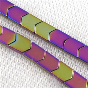 hematite beads, rainbow, approx 4x7x2mm