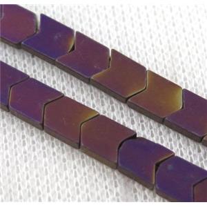matte hematite beads, purple, approx 4x7x2mm