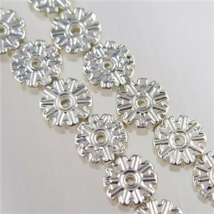 Plum blossom Hematite beads, silver plated, approx 6mm dia