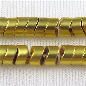 Hematite beads, gold plated, approx 8x5mm