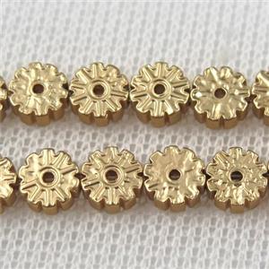 Plum blossom Hematite beads, lt.golden, approx 6mm dia
