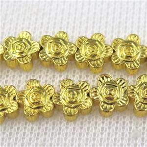 Hematite beads, gold plated, approx 8mm dia