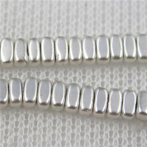 Hematite beads, oval, silver plated, approx 2x4mm