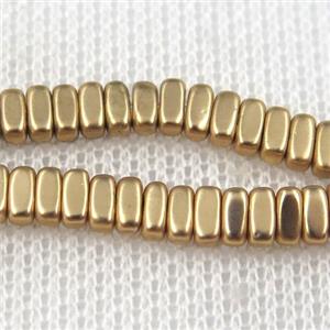 Hematite beads, oval, lt.golden, approx 2x4mm