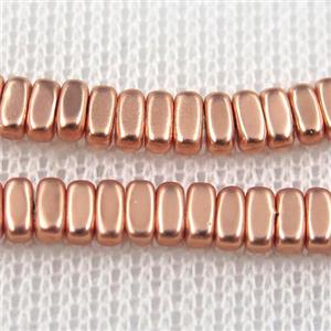 Hematite beads, oval, rose gold, approx 2x4mm
