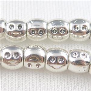 Hematite beads, smile, silver plated, approx 9x8mm