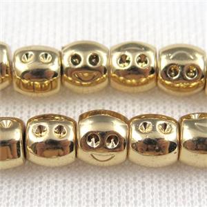 Hematite beads, smile, lt.golden, approx 9x8mm