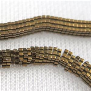 Hematite beads, square slice, Chocolates, approx 1x4x4mm