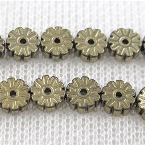 Plum blossom Hematite beads, lt.golden, approx 6mm dia