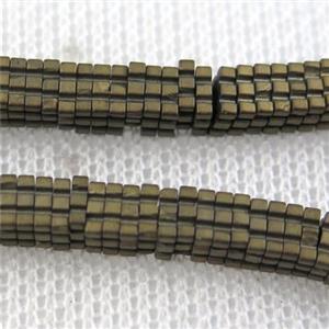 matte Hematite beads, square slice, Chocolates, approx 1x4x4mm