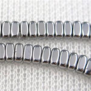 Hematite beads, oval , platinum plated, approx 2x4mm