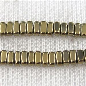 Hematite beads, oval, lt.golden, approx 2x4mm