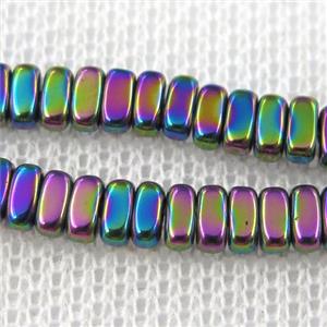 Hematite beads, oval, rainbow, approx 2x4mm