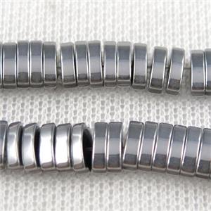 Hematite beads, oval, platinum plated, approx 4x7mm