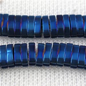 Hematite beads, oval, blue plated, approx 4x7mm