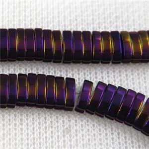 Hematite beads, oval, purple plated, approx 4x7mm