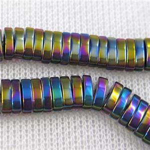 Hematite beads, oval, rainbow, approx 4x7mm