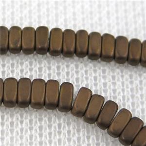 Hematite beads, matte oval, Chocolates, approx 2x4mm