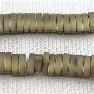 Hematite beads, matte oval, lt.golden, approx 4x7mm