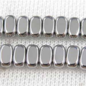 Hematite beads, oval, platinum plated, approx 4x8mm