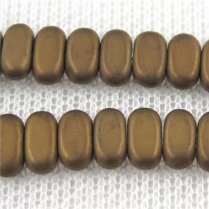 Hematite beads, matte oval, Chocolates, approx 4x8mm