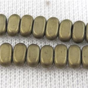 Hematite beads, matte oval, lt.gold, approx 4x8mm