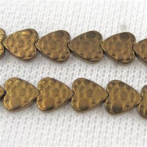 Hematite beads, matte heart, Chocolates, approx 8mm dia