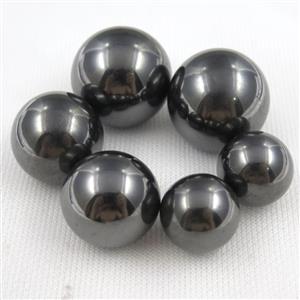 black Hematite round beads without hole, magnetic, approx 20mm dia