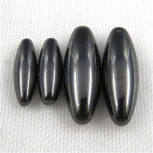 black Hematite oval beads without hole, magnetic, approx 14x39mm