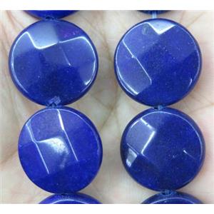 jade bead, faceted flat round, approx 20mm dia