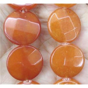 jade bead, faceted flat round, approx 20mm dia